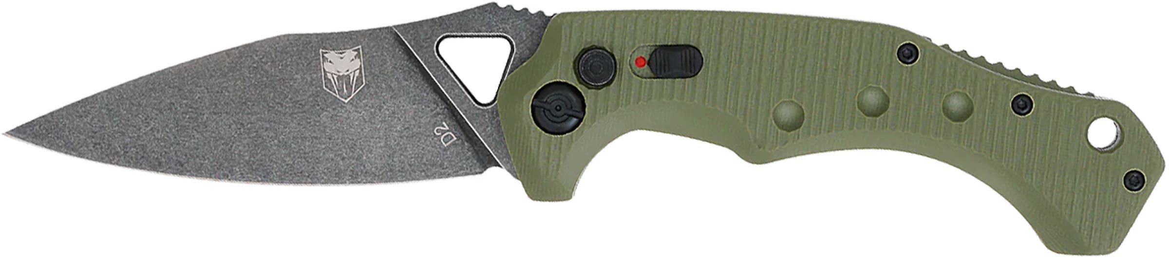 CobraTec Knives ODGAFRYK Ryker  3.75" Folding Plain Black Stonewashed D2 Steel Blade, 5" OD Green Textured G10 Handle - ODGAFRYK - 099654041415