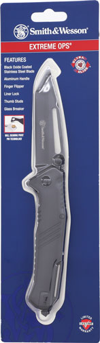 Smith & Wesson Extreme Ops Folding Knife 3-1/2" Tanto Blade Black with Glass Breaker - 1205907 - 661120749721