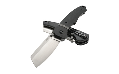 CRKT 7271 Ripsnort II 3.48" Folding Cleaver Plain Satin 8Cr13MoV SS Blade/Black w/Stainless Inlay GRN/SS Handle Includes Pocket Clip - 7271 - 794023727104