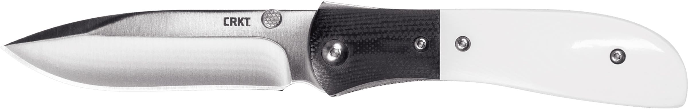 CRKT M4-02M M4-02M  3.25" Plain Satin 8Cr13MoV SS Blade Black/White Resin Infused Fiber w/G10 Bolster Handle Includes Pocket Clip - M4-02M - 794023040296