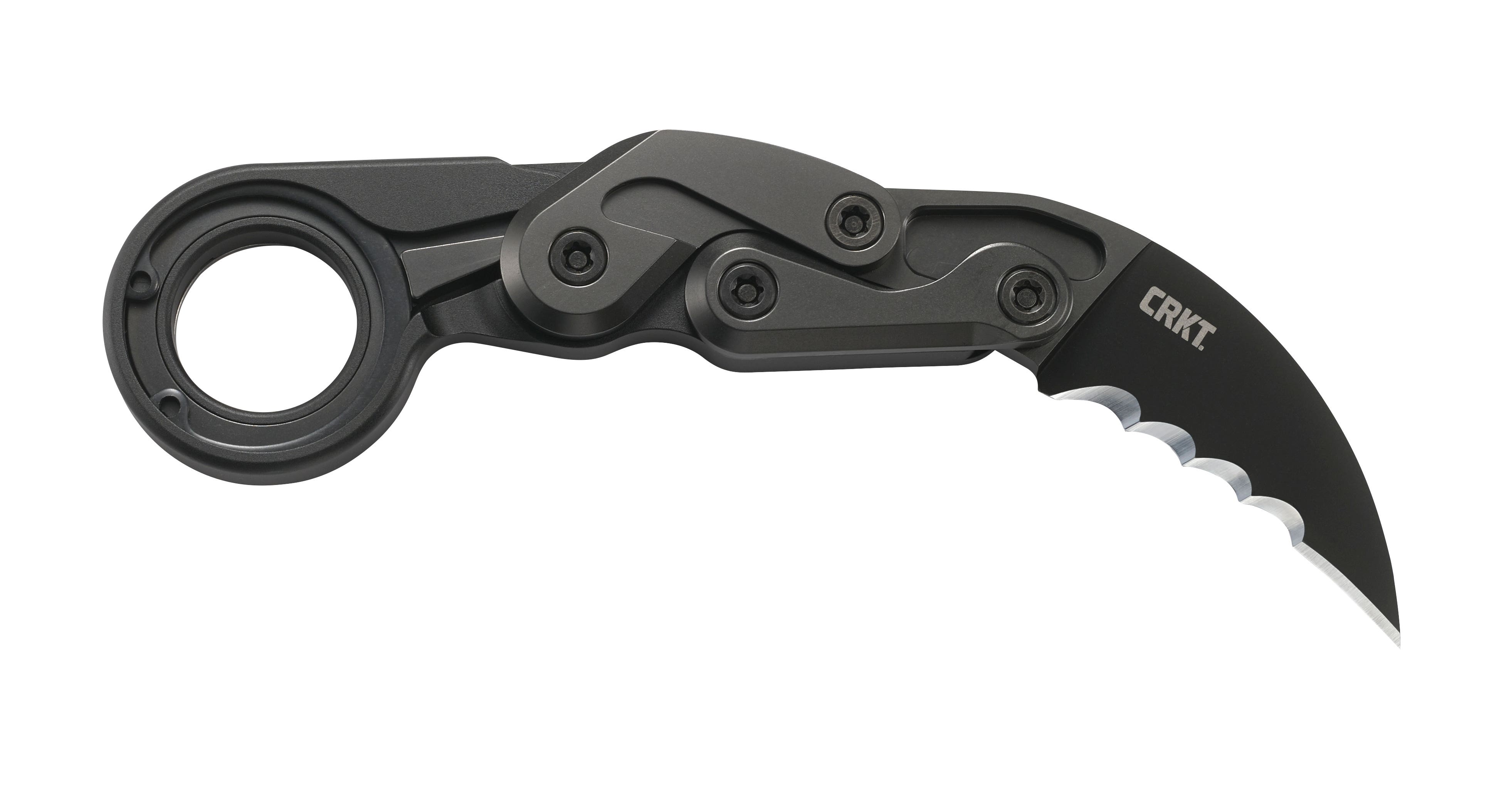CRKT 4040V Provoke  2.41" Folding Hawkbill Veff Serrated Black TiCN D2 Steel Blade, Black Aluminum Handle, Includes Pocket Clip - 4040V - 794023404043