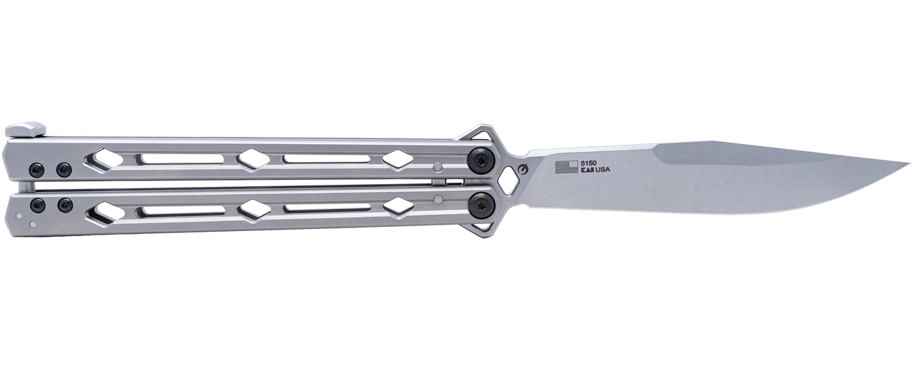 Kershaw 5150 Lucha  4.60" Butterfly Drop Point Plain Stonewashed 14C28N Steel Blade Bead Blasted Stainless Steel Handle - 5150 - 087171058412