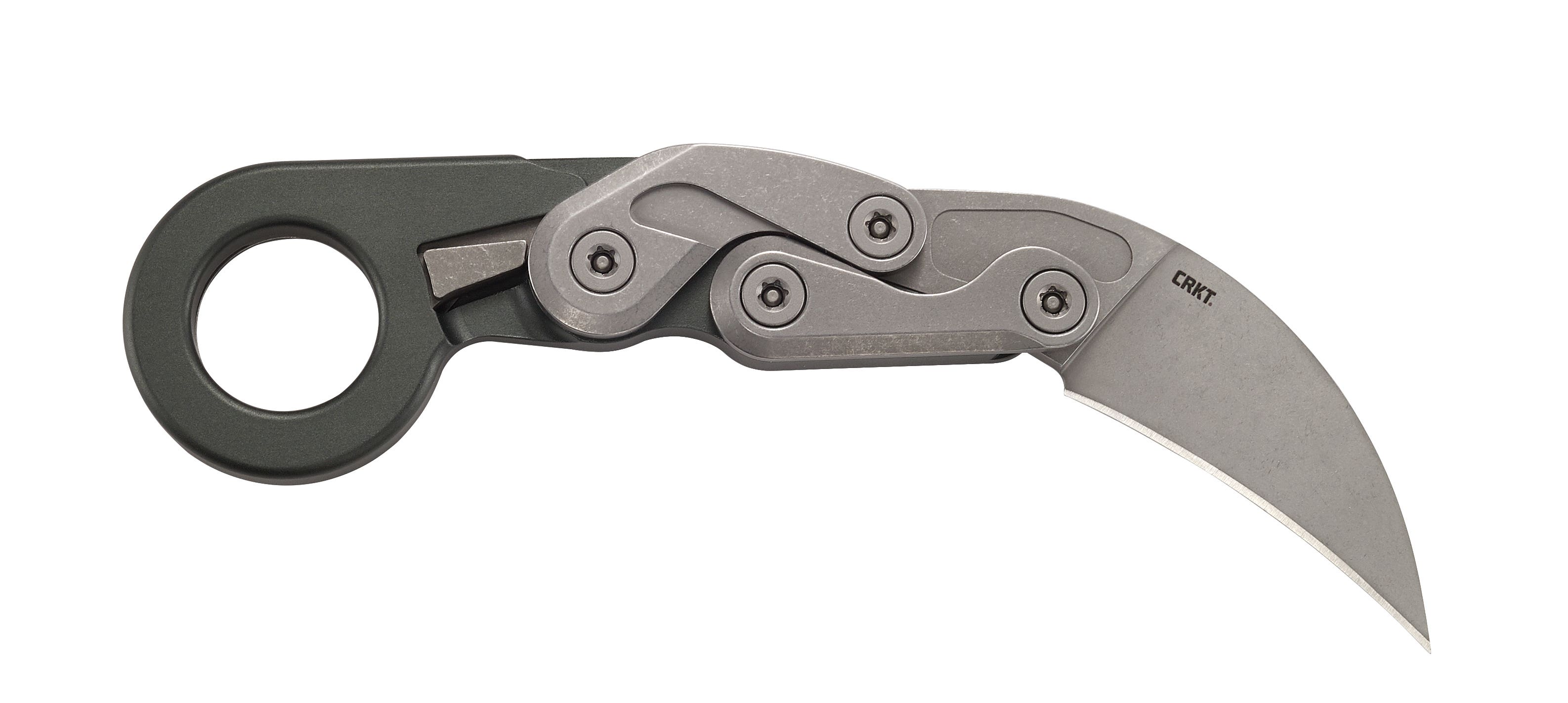 CRKT 4045 Provoke  Compact 2.26" Folding Hawkbill Plain Stonewashed D2 Steel Blade, Stonewashed Aluminum Handle, Includes Pocket Clip - 4045 - 794023404500