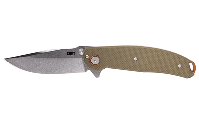 CRKT 2471 Butte  3.36" Folding Plain Stonewashed D2 Steel Blade/OD Green G10 Handle Includes Pocket Clip - 2471 - 794023247107