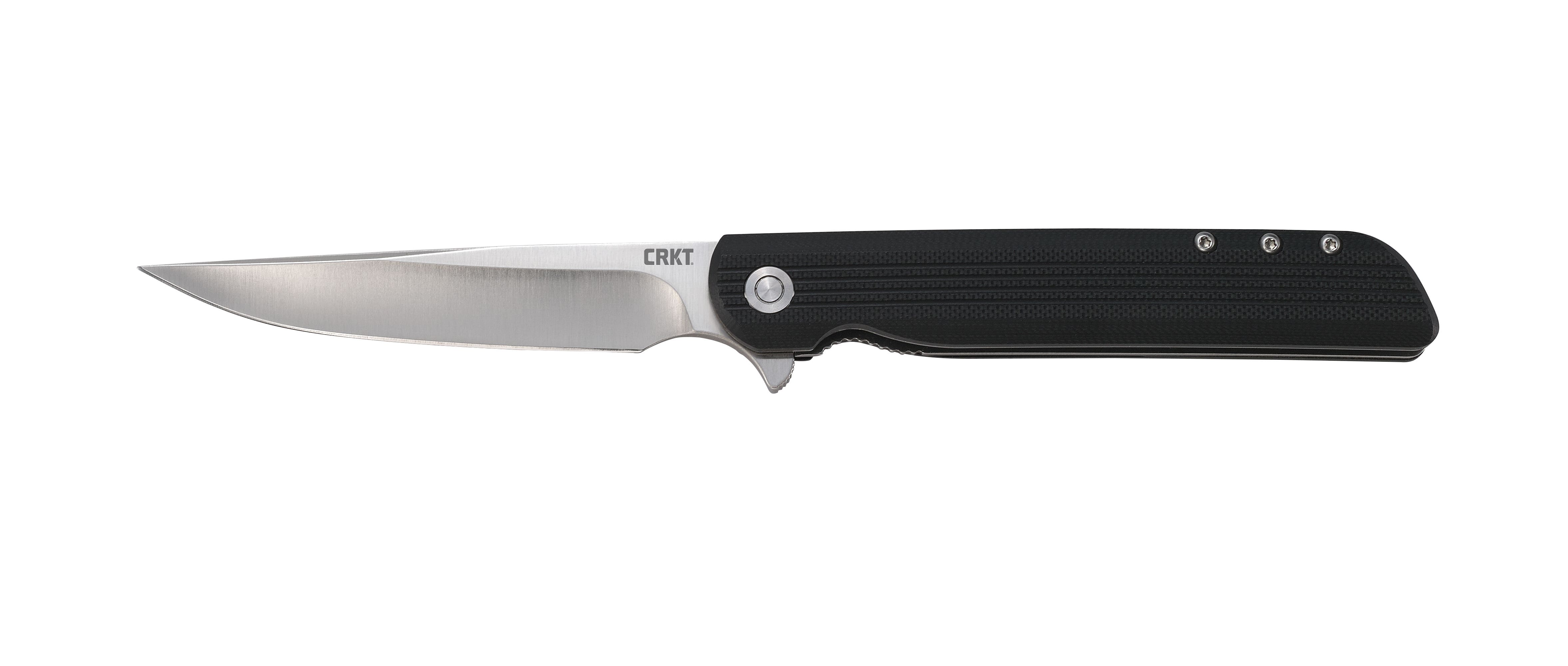 CRKT 3810 LCK +  Large 3.62" Folding Drop Point Plain Satin 8Cr13MoV SS Blade/ Black GRN Handle Includes Pocket Clip - 3810 - 794023381009