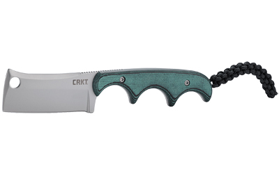 CRKT 2383 Minimalist  2.13" Fixed Cleaver Plain Bead Blasted 5Cr15MoV SS Blade/ Green Contoured Resin Infused Fiber Handle Includes Lanyard/Sheath - 2383 - 794023238303