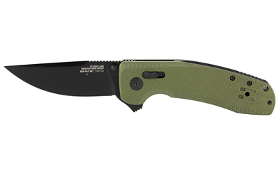 S.O.G SOG12380241 SOG-TAC XR 3.39" Folding Clip Point Plain Black TiNi Cryo D2 Steel Blade OD Green G10 Handle Includes Pocket Clip - SOG12380241 - 729857010351