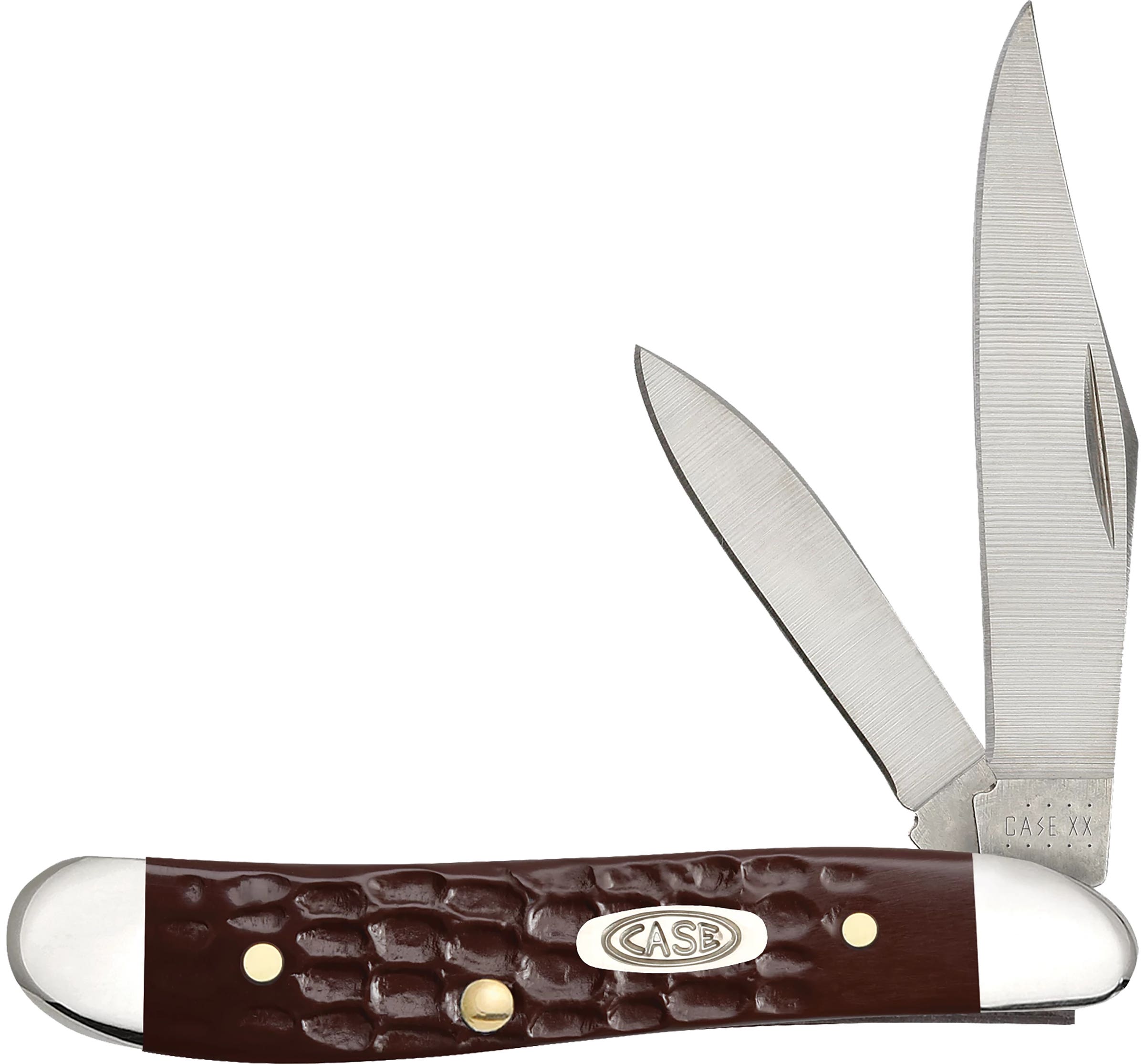 Case 00046 Peanut  2.10"/1.53" Folding Clip/Pen Plain As-Ground Tru-Sharp SS Blade/Brown Jigged Synthetic Handle - 00046 - 021205000466