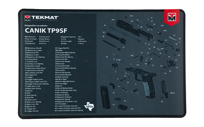 TekMat TEKR17CANIKTP9SF Canik TP9SF Cleaning Mat Black/Gray Thermoplastic Fiber Top w/Vulcanized Rubber Back 17" Long - TEKR17CANIKTP9SF - 888151040782