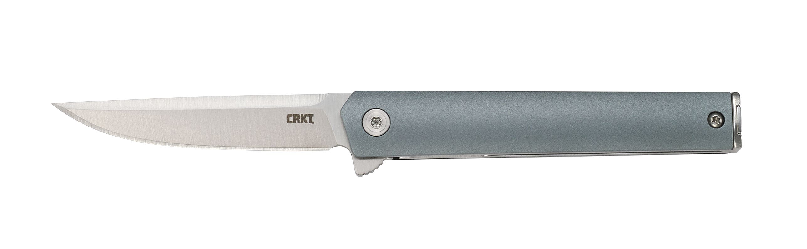 CRKT 7095 CEO  Compact 2.61" Folding Plain Satin 4116 SS Blade, Blue GRN Handle, Includes Pocket Clip - 7095 - 794023709506