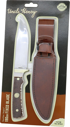 Uncle Henry Next Gen 190UH Fixed Knife 5-1/4" Clip Point Blade Staglon Clamshell - 1205103 - 661120750734