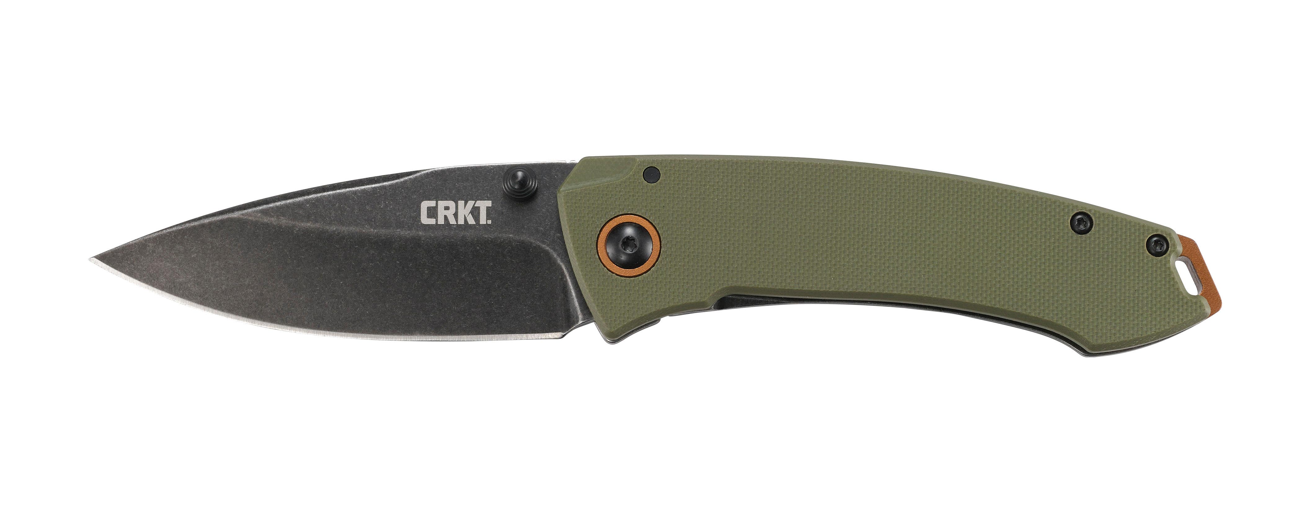 CRKT 2520 Tuna  3.22" Folding Plain Stonewashed 8Cr14MoV SS Blade Black/Green G10/SS Handle Includes Pocket Clip - 2520 - 794023252002