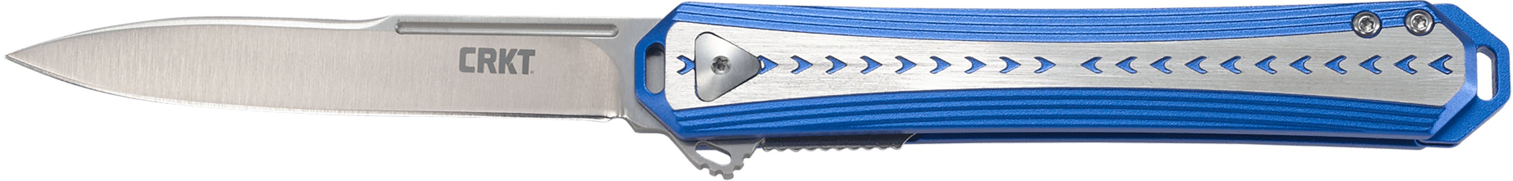 CRKT 6710 Stickler  3.38" Folding Plain Satin 12C27 Sandvik Blade/ Blue & Silver Aluminum Handle Includes Pocket Clip - 6710 - 794023671001