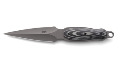 CRKT 2075 Shrill  4.77" Fixed Plain Dual-Edge Gray TiN 8Cr13MoV SS Blade/ Black/Gray SS w/Resin Fiber Overlay Handle Includes Sheath - 2075 - 794023207507