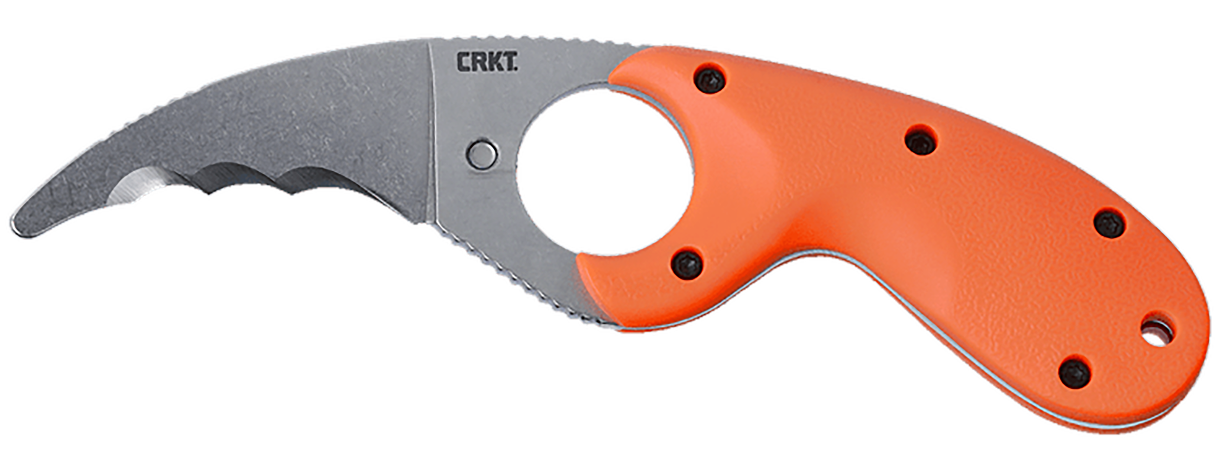 CRKT 2511ER Bear Claw  2.39" Fixed Hawkbill Veff Serrated Stonewashed AUS-8A SS Blade, Blaze Orange Textured GRN Handle