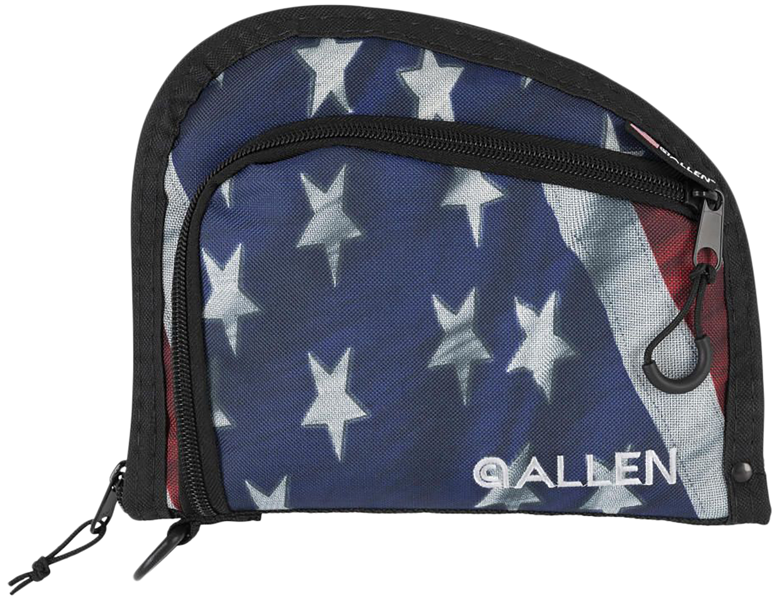 Allen 7719 Victory Auto Fit Handgun Case USA Flag Endura w/Black Trim, 1-Pocket, Knit Lining, Foam Padding & Lockable Zippers 9" x 7" Interior Dimensions Allen 7719 Victory Auto Fit Handgun Case USA Flag Endura w/Black Trim, 1-Pocket, Knit Lining, Foam Padding & Lockable Zippers 9" x 7" Interior Dimensions