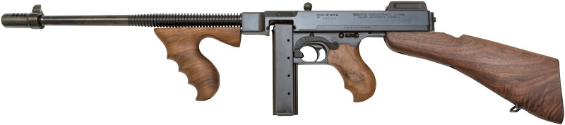Thompson T1B14 1927A-1 Deluxe 45 ACP Caliber with 16.50" Barrel, 20+1 Capacity (Stick), Blued Metal Finish, Walnut Removable Fixed Stock & Wood Grip Right Hand - T1B14 - 602686441100