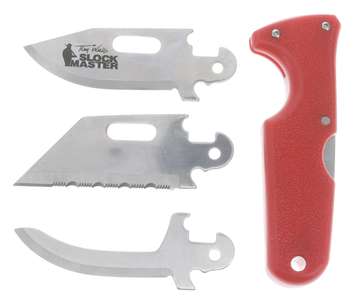 Cold Steel CS40ATZ Click-N-Cut Slock Master 2.50" Fixed Caping/Clip/Utility Plain/Serrated Satin 420J2 SS Blade Red Textured ABS Handle Includes Sheath