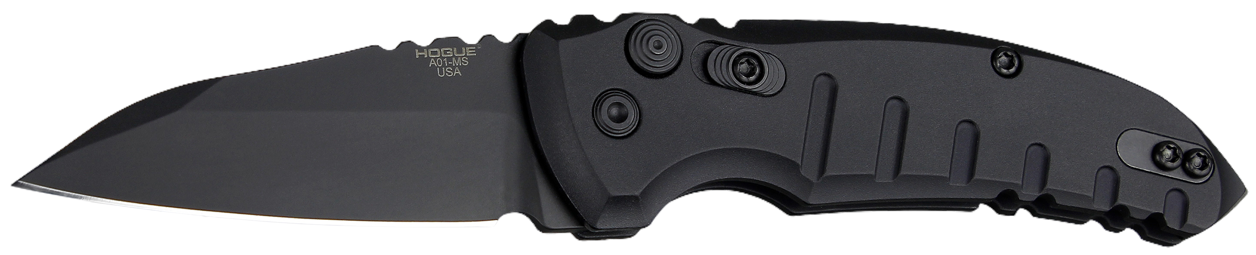 Hogue 24106 A01  2.75" Folding Wharncliffe Plain Black Cerakote 154CM SS Blade/Matte Black Aluminum Handle