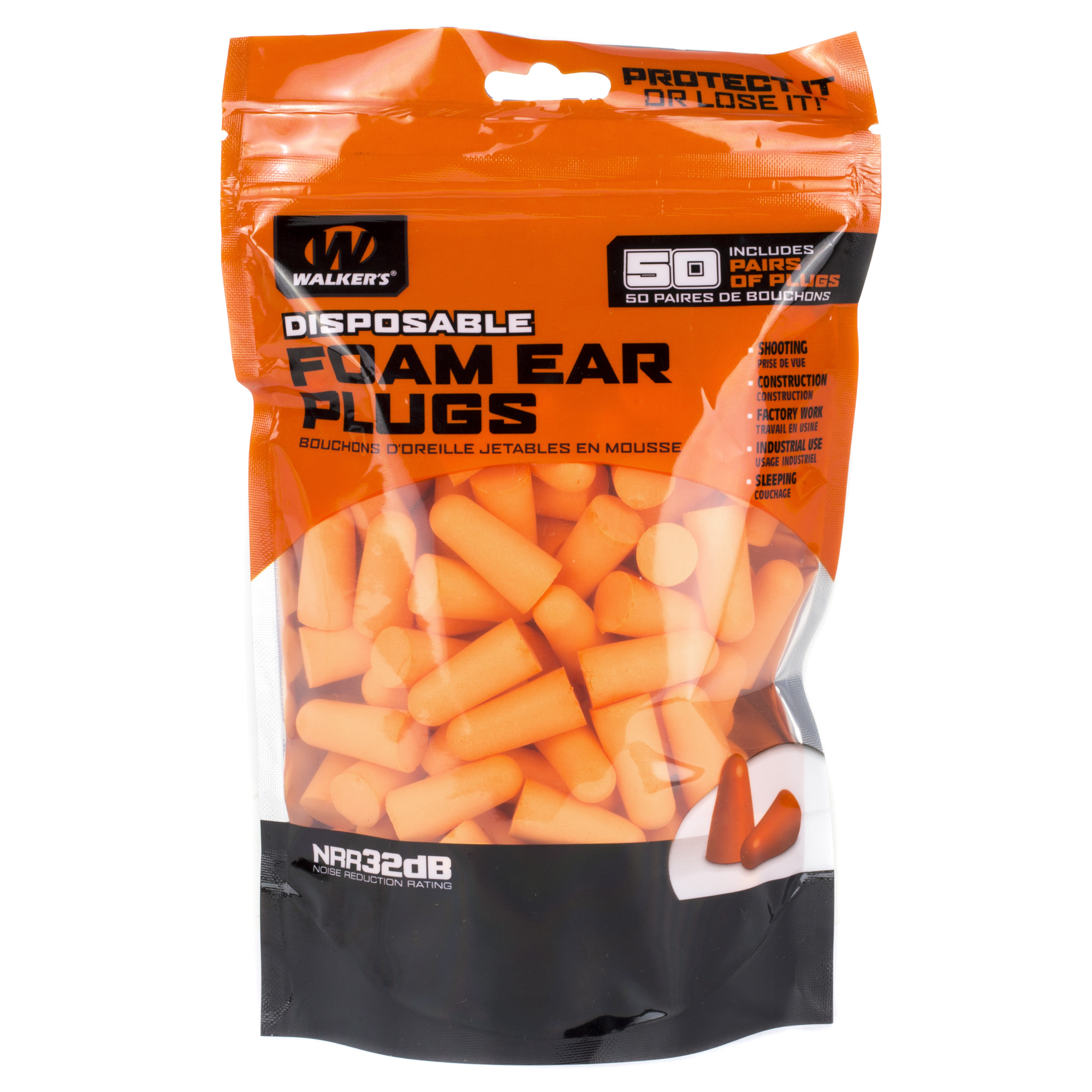 WALKER'S FOAM EAR PLUGS 50PK BAG - GWP-FP50-BAG - 888151015636