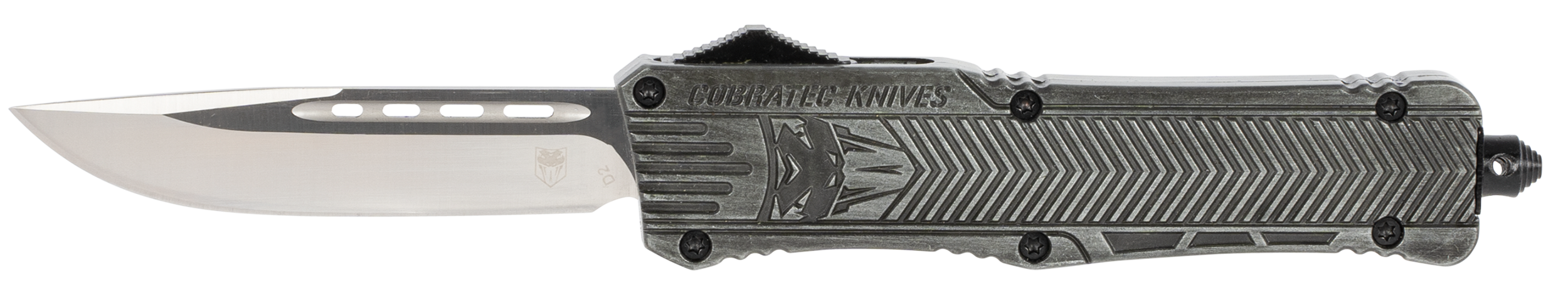 CobraTec Knives LSWCTK1LDNS CTK-1 Large 3.75" OTF Drop Point Plain D2 Steel Blade/ Stonewashed Aluminum Handle Features Glass Breaker Includes Pocket Clip CobraTec Knives LSWCTK1LDNS CTK-1 Large 3.75" OTF Drop Point Plain D2 Steel Blade/ Stonewashed Aluminum Handle Features Glass Breaker Includes Pocket Clip