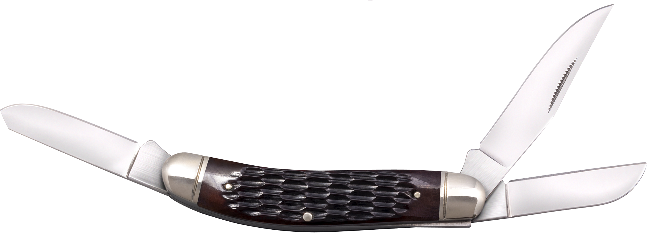 Cold Steel CSFLGSTKMJ Gentleman's Stockman 2"/2.10"/2.50" Folding Clip/Sheepsfoot/Spey Plain 8Cr13MoV SS Blade/Brown Jigged w/Polished Bolsters Bone Handle