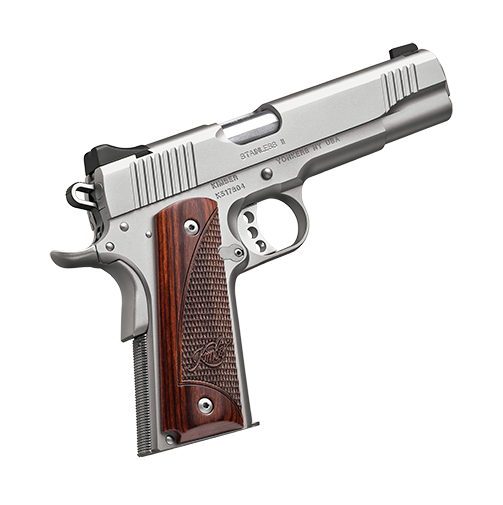 Kimber Mfg, Inc 3200328 Stainless II  Full Size Frame 45 ACP 7+1 5" Stainless Match Grade Barrel, Satin Silver Serrated Stainless Steel Slide & Frame w/Beavertail, Rosewood Grip - 3200328 - 669278323282