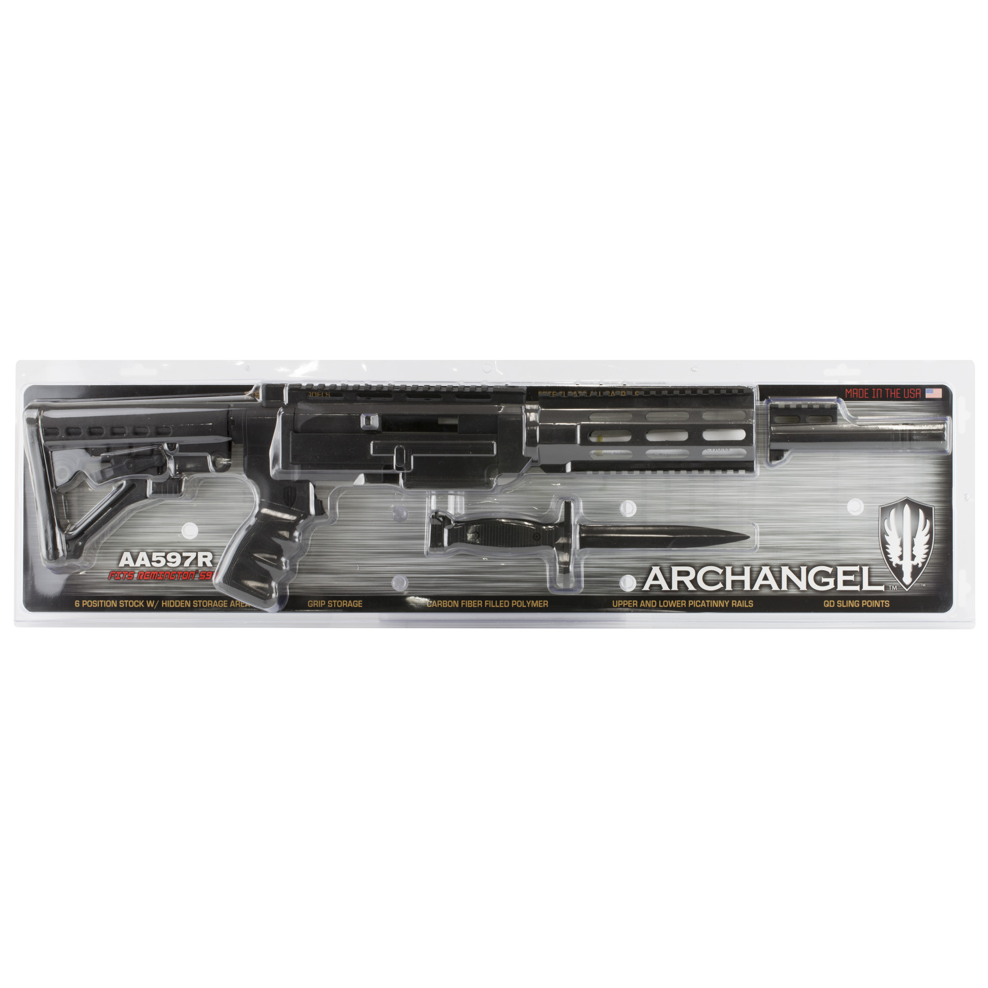 Archangel AA597R AR-15 Style Conversion Stock Black Synthetic 6 Position for Remington 597