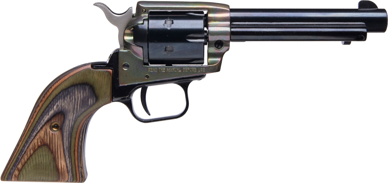 Heritage Rough Rider Revolver - Simulated Case Hardened | .22 LR / .22 WMR | 4.75" Barrel | 6rd | Camo Laminate  Grips - RR22MCH4 - 727962503904