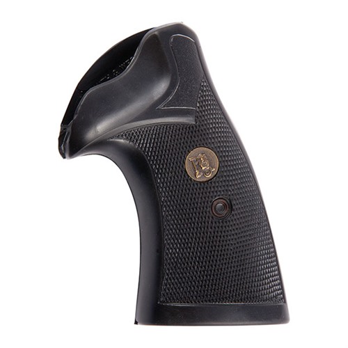 Pachmayr 03267 Presentation Grip Checkered Black Rubber for S&W K/L Frame with Square Butt