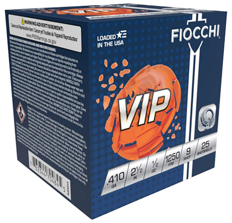 Fiocchi VIP Target Shotgun Loads 410 ga. 2.5 in. 1/2 oz. 1250 FPS 9 Shot 25 rd.