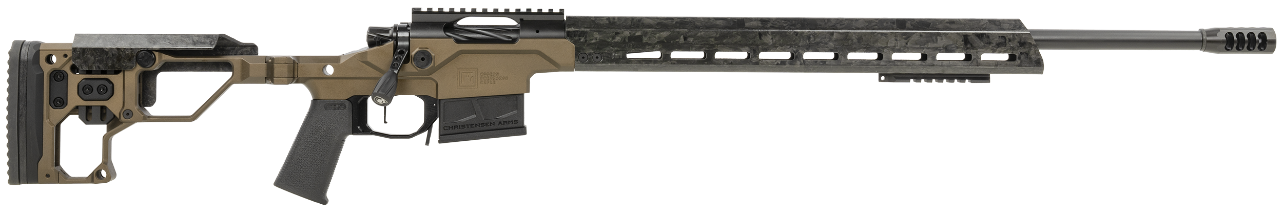 Christensen Arms 8010300800 Modern Precision  308 Win 16" Threaded Carbon Fiber Barrel 5+1, Black Nitride Finish, Desert Brown Anodized Folding Stock, Polymer Grip