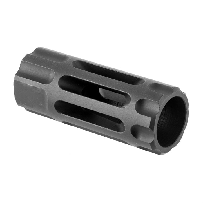 Wilson Combat TRQCOMP1/2X28 Q-Comp Muzzle Brake Black Melonite QPQ Steel with 1/2"-28 tpi Threads, 2.20" OAL & .875" Diameter for 5.56x45mm NATO AR-Platform