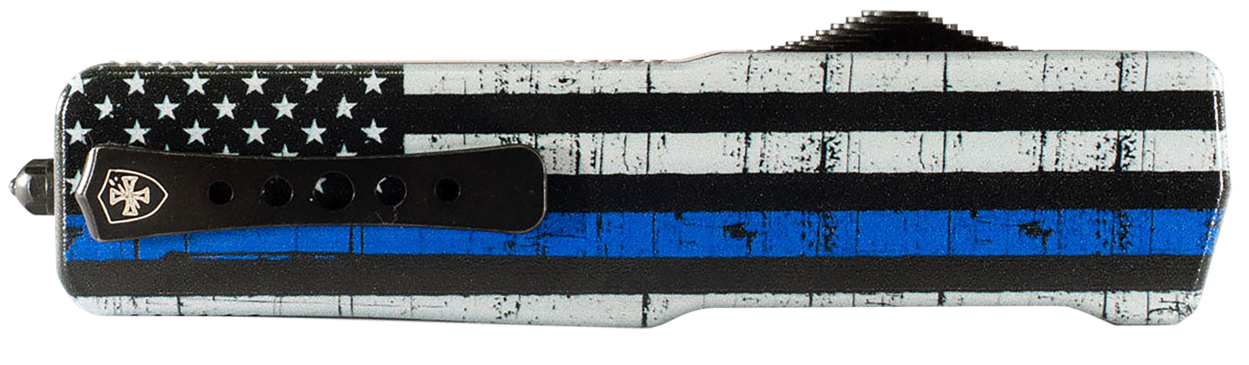 Templar Knife MABTB12 Premium Lightweight Slim 3.16" OTF Dagger Plain Black Oxide Stonewashed Powdered D2 Steel Blade/4.93" Black & White w/Blue Line Anodized Aluminum Handle