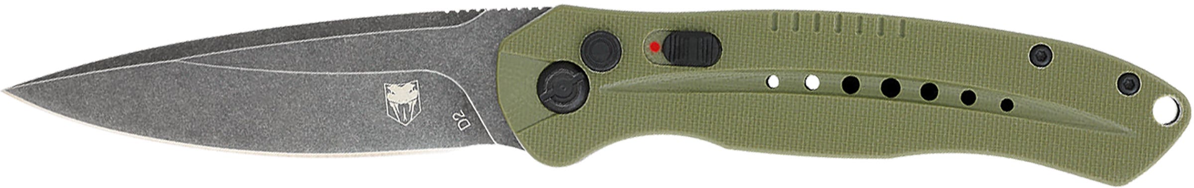 CobraTec Knives ODGDIABLOAUTO Diablo  3.50" Folding Black Stonewashed D2 Steel Blade, 4.75" OD Green Textured G10 Scales Handle - ODGDIABLOAUTO - 099654042344