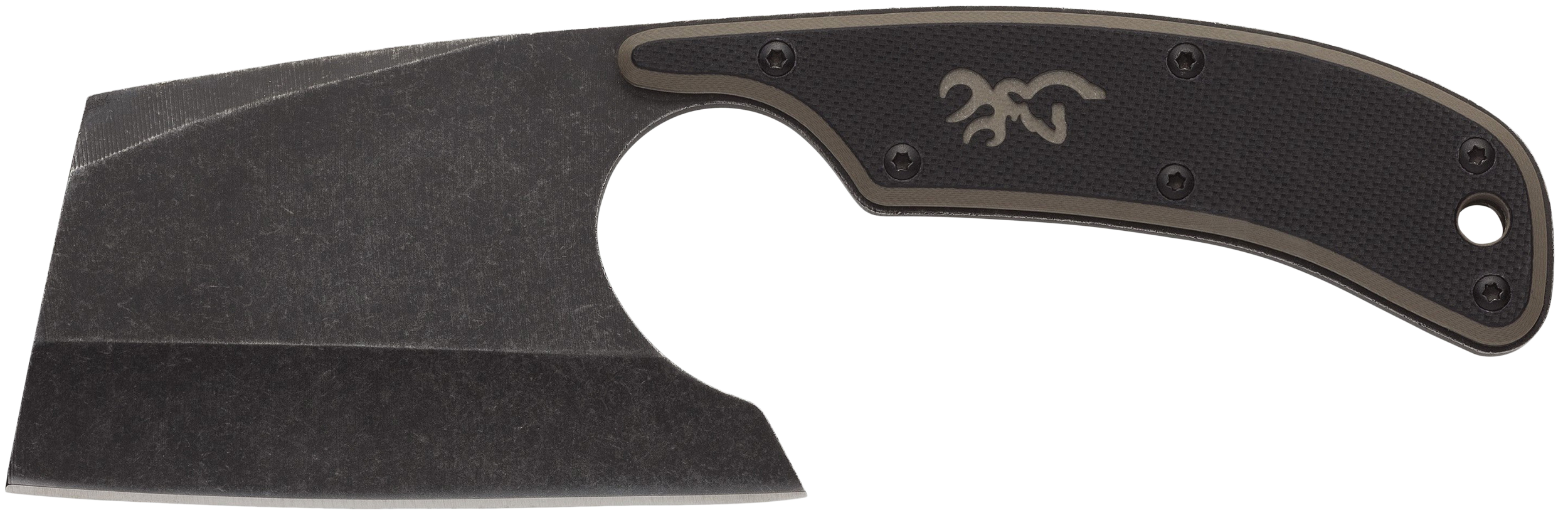 Browning 3220322 Cutoff Camp 2.50" Fixed Cleaver Plain Black Black Oxide Stonewashed 9Cr14MoV SS Blade, Black/Tan G10 Handle