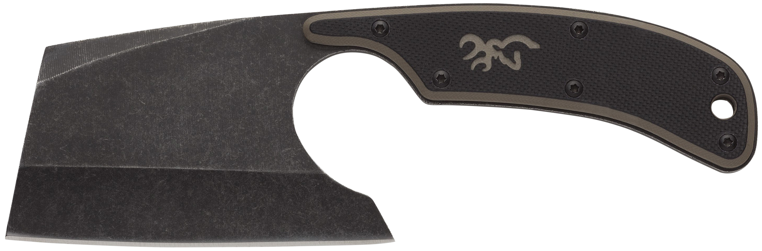 Browning 3220322B Cutoff Camp Boxed 2.50" Fixed Cleaver Plain Black Black Oxide Stonewashed 9Cr14MoV SS Blade, Black/Tan G10 Handle