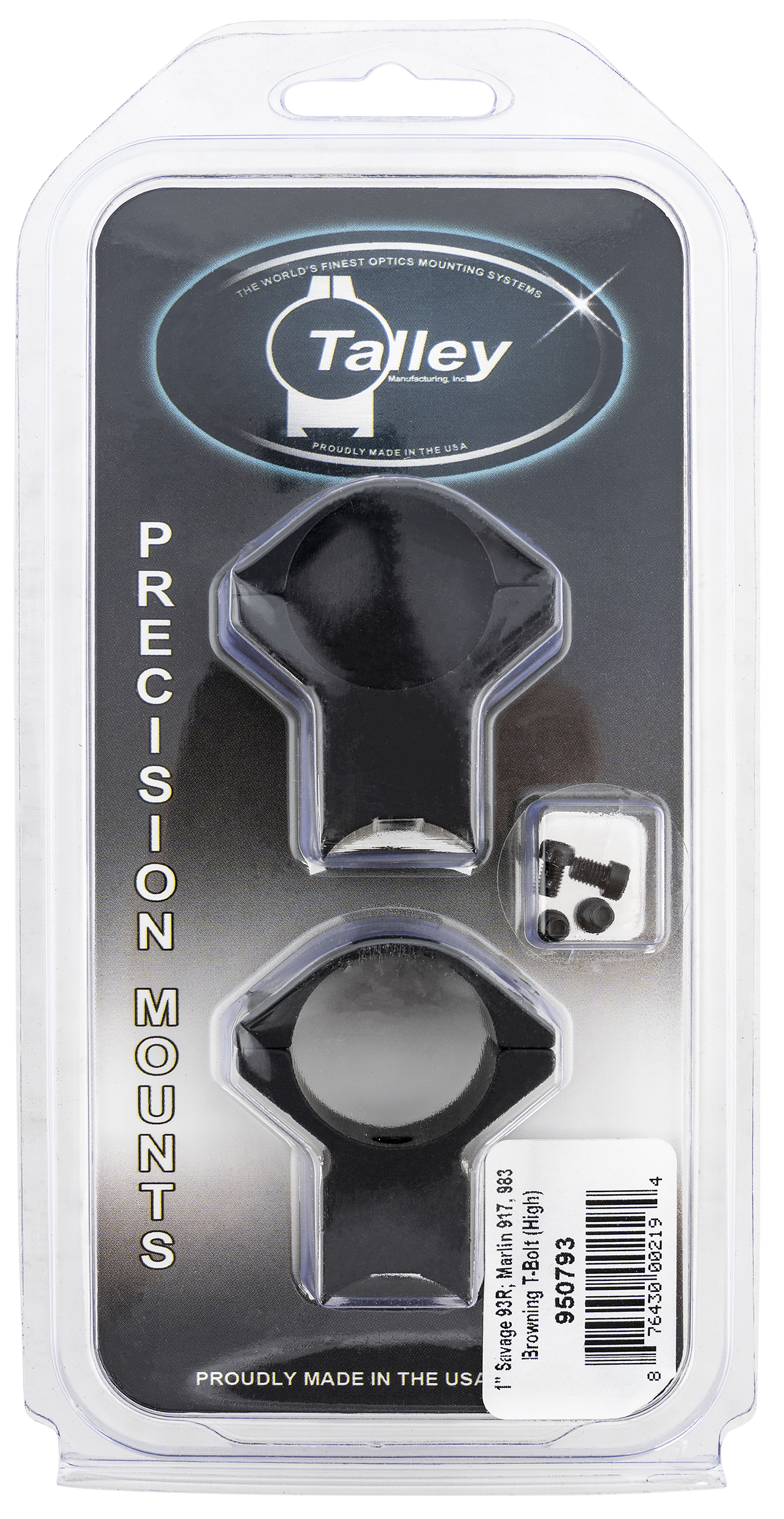 Talley Manufacturing 950793 Savage Scope Mount Ring Combo 1in High 0 Moa