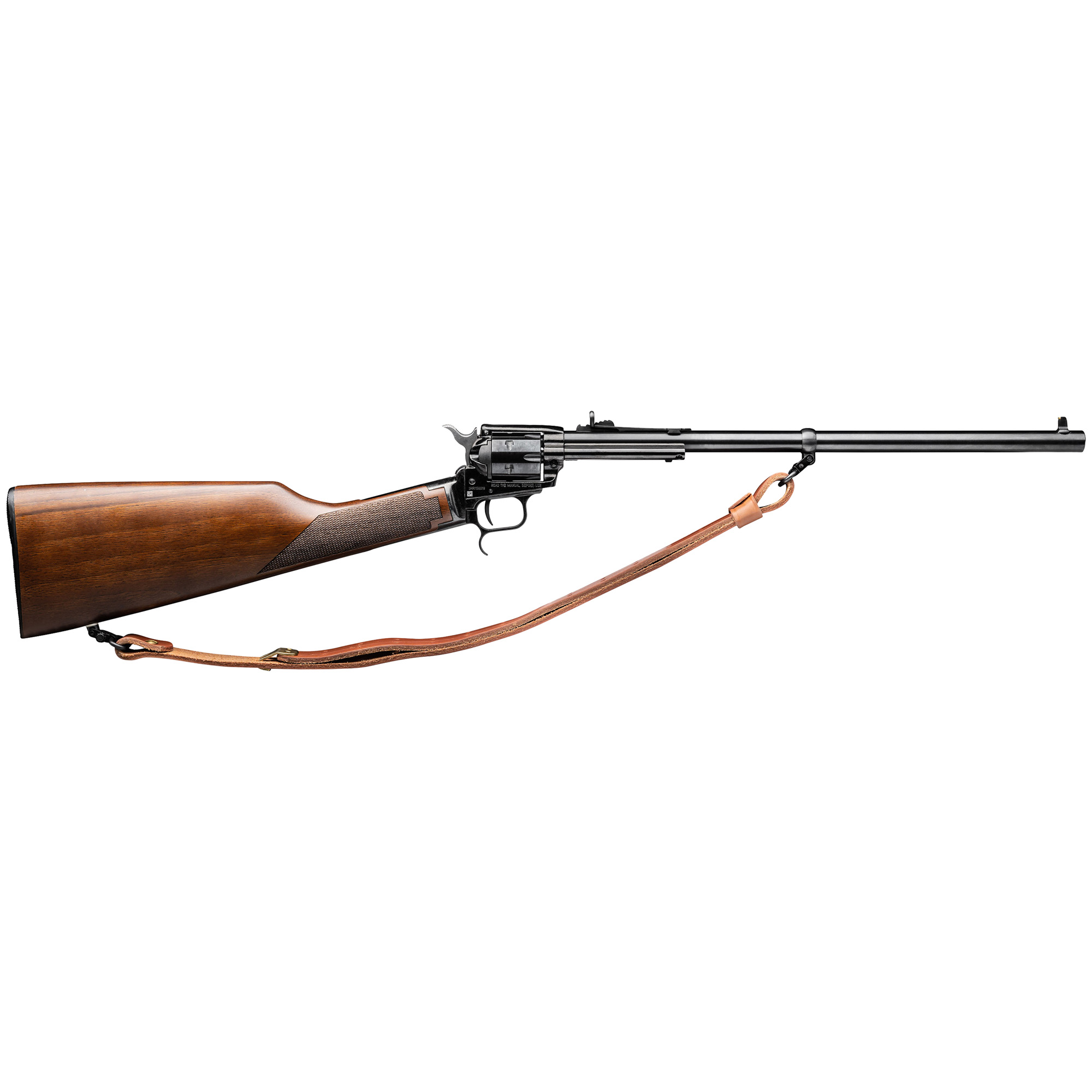 Heritage Rough Rider Rancher Carbine - Black | .22 LR | 16" Barrel | 6rd | Walnut Wood Stock | Adj. Buckhorn Sights | Leather Sling - BR226B16HS-LS - 727962703922