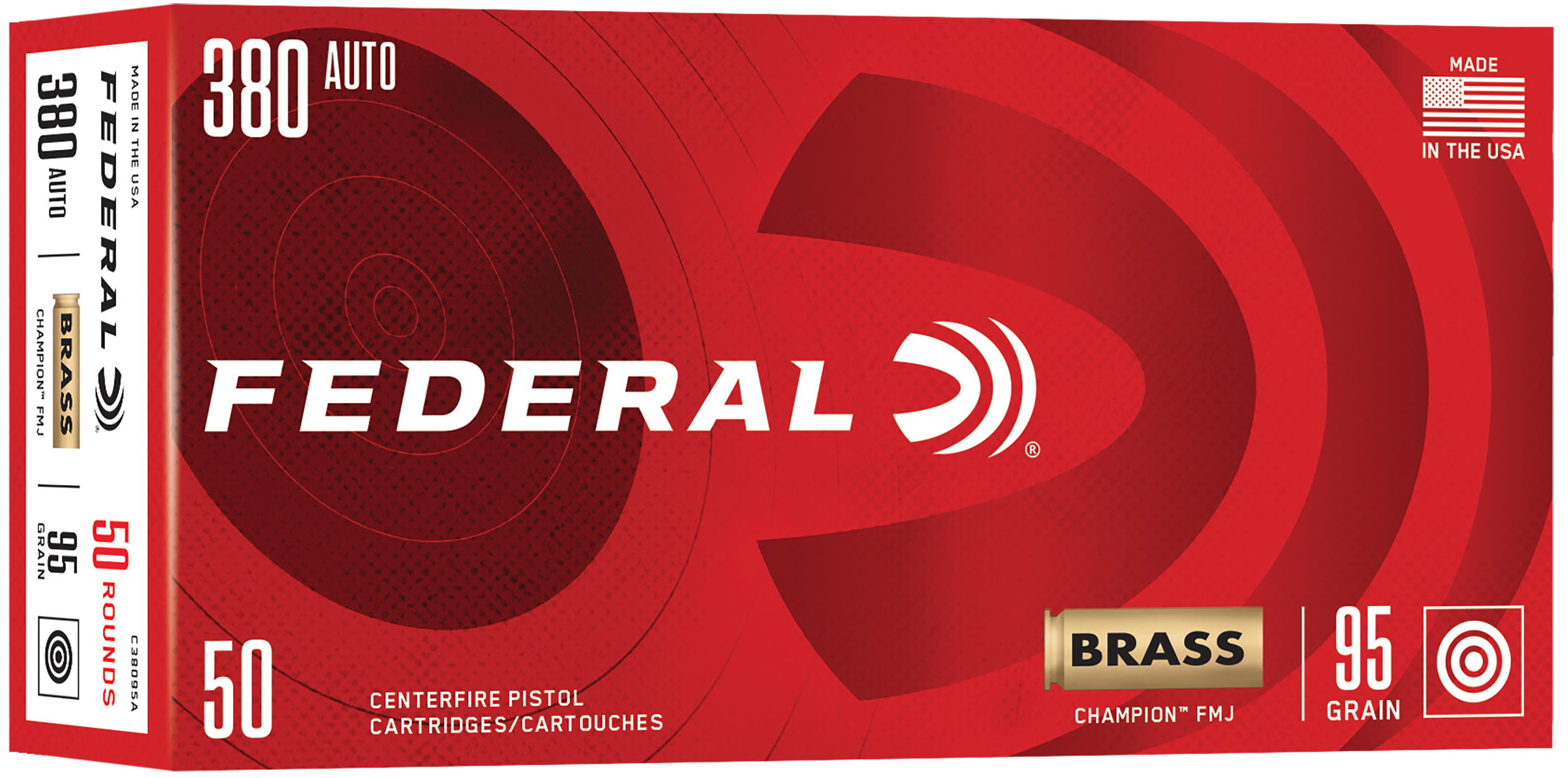 Federal Champion 380 ACP Full Metal Jacket 95 Grain 50 Rounds