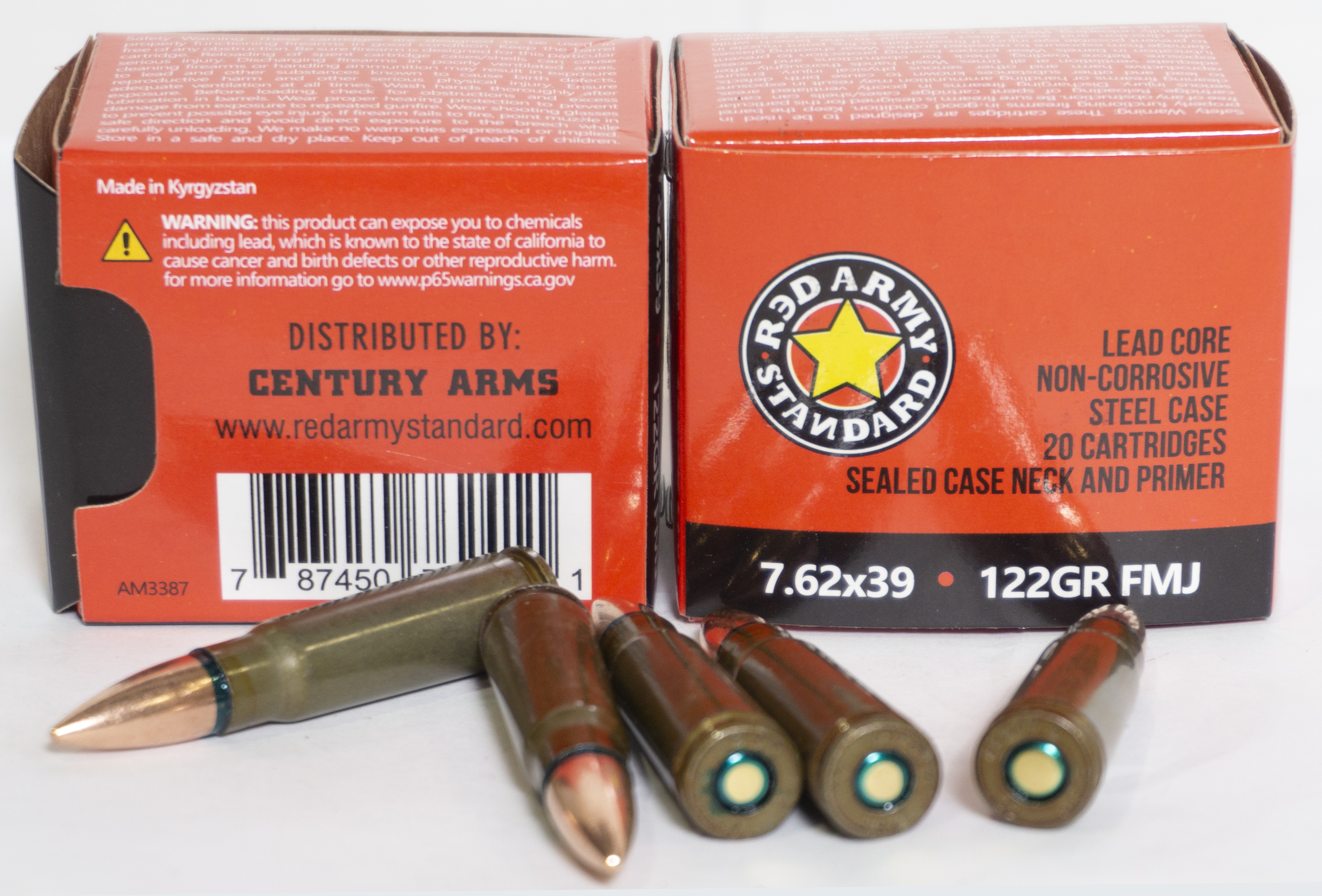 Red Army Standard Century Arms 7.62x39mm Full Metal Jacket 123 Grain 1000 Rounds