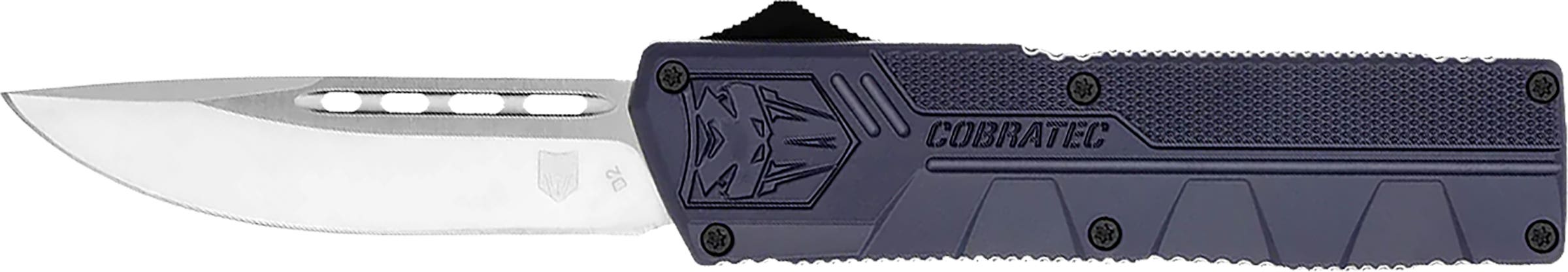 CobraTec Knives NYCTLWDNS Lightweight  3.25" OTF Drop Point Plain D2 Steel Blade/NYPD Blue Aluminum Handle Includes Pocket Clip - NYCTLWDNS - 099654026252