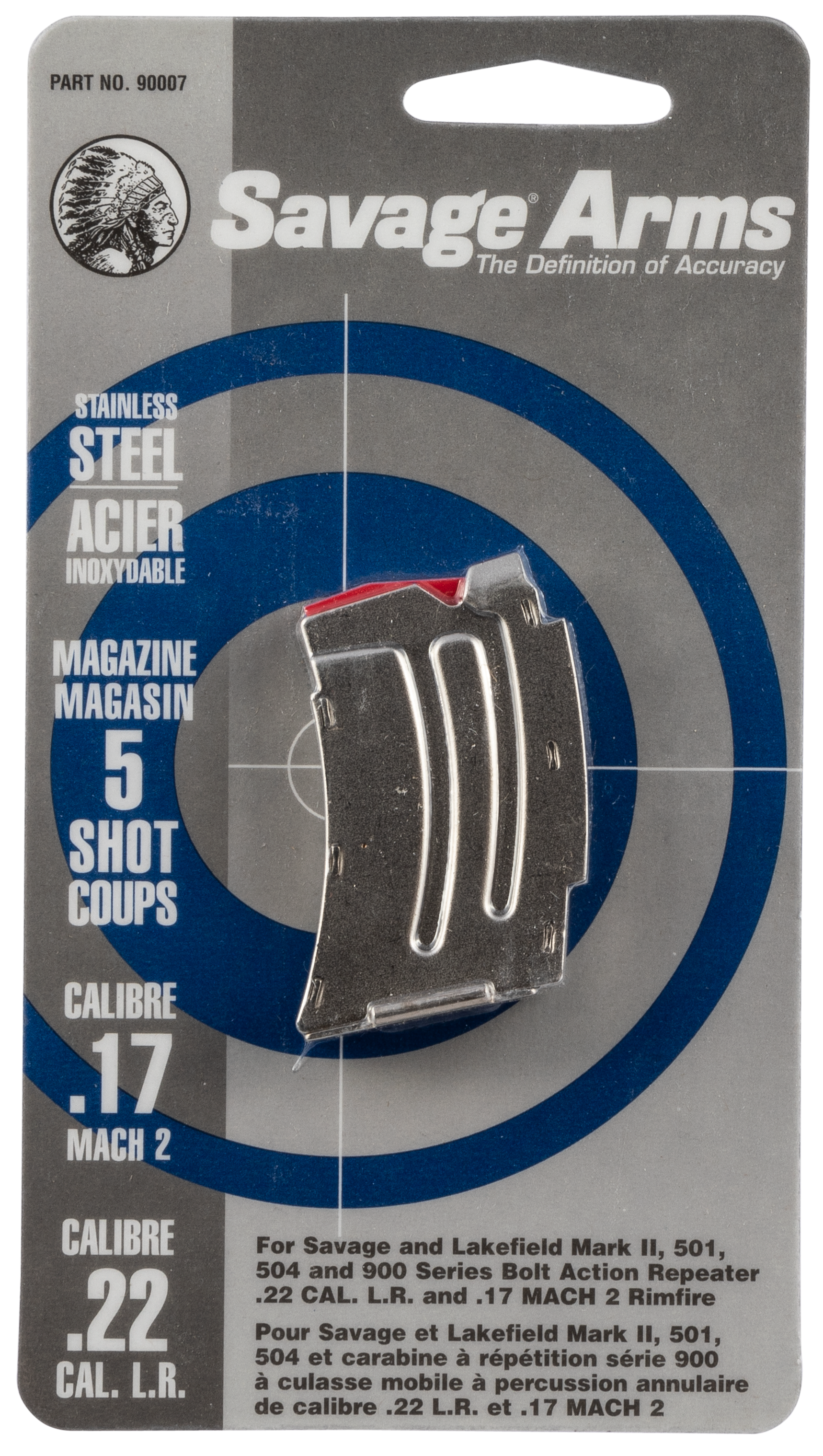 Savage 90007 MKII Stainless Steel Magazine 22 LR 17 Mach 2 5 Round