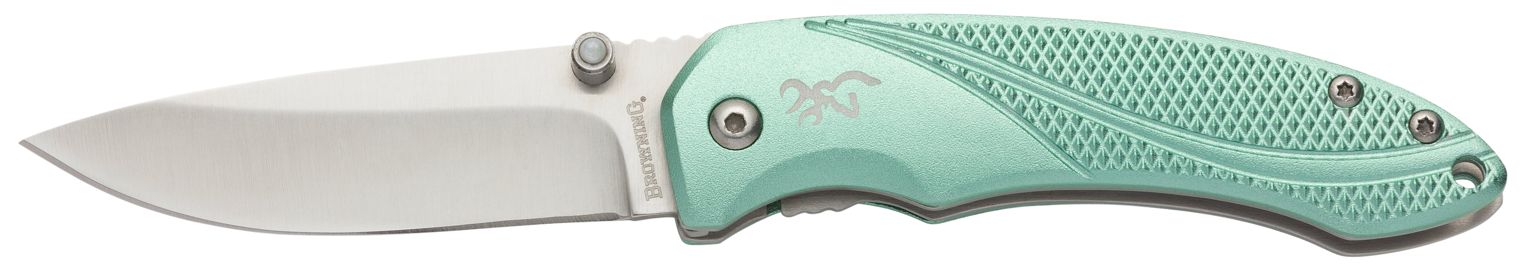 Browning 3220360 Allure  EDC 2.88" Folding Drop Point Plain 7Cr17MoV SS Blade, Mint Green Textured Anodized Aluminum Handle,  Includes Pocket Clip