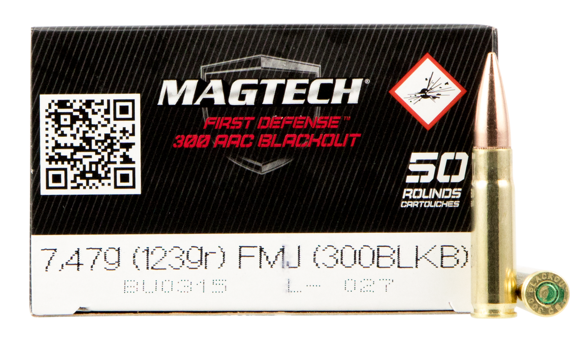 Magtech 300BLKB Tactical/Training  300Blackout 123gr Full Metal Jacket 50 Rounds