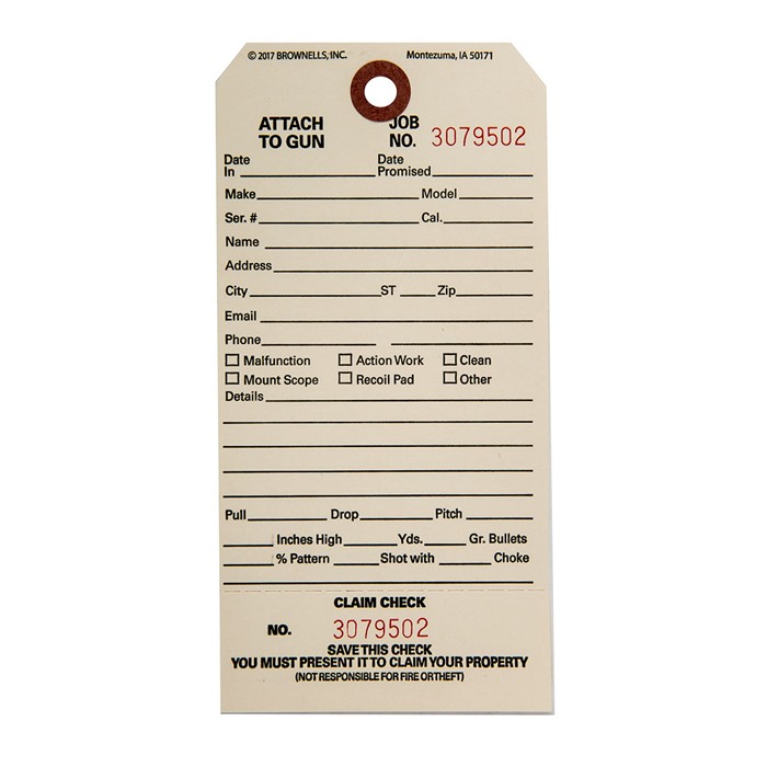 CC-1 SINGLE STUB CLAIM CHECKS 100 PACK