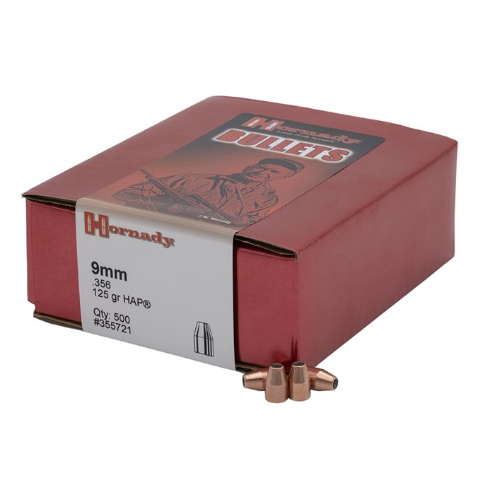 Hornady 355721 HAP  9mm .356 125 gr Hollow Point 500 Per Box/ 6 Case