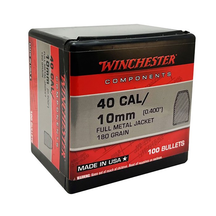 Winchester Ammo WB40TC180X Centerfire Handgun Reloading 40S&W 180gr Full Metal Jacket Truncated Cone 100 Per Box/10 Case
