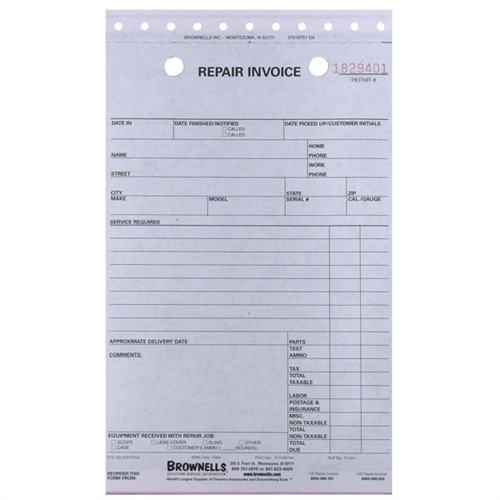 REPAIR RECORD/INVOICE 3-PART FORM 100 PACK