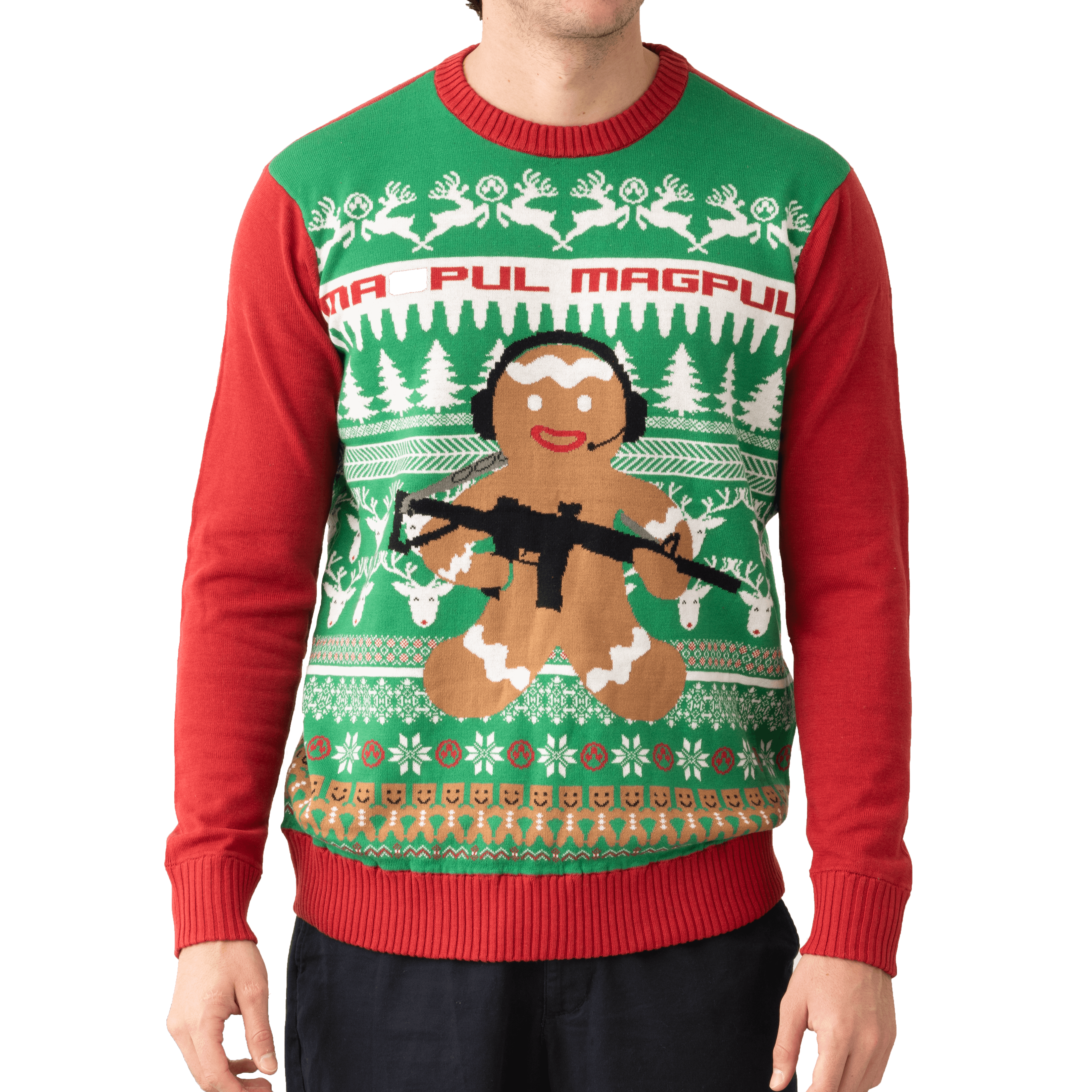Magpul MAG1198975-L Ugly Christmas GingARbread Man Multi-Color, Cotton/Acrylic, Long Sleeve, Large - MAG1198975L - 840815144960